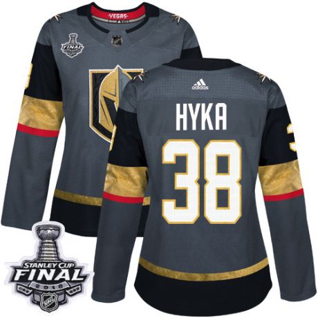 womens tomas hyka vegas golden knights jersey gray adidas 38 nhl home 2018 stanley cup final authent