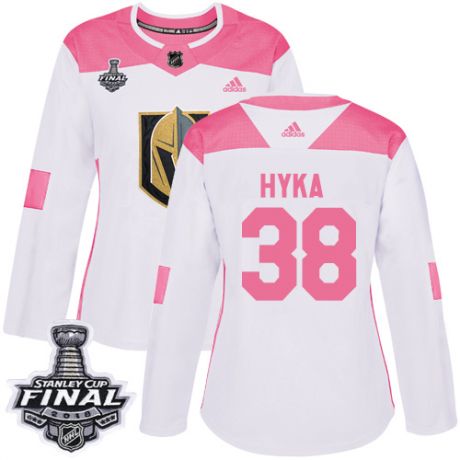 womens tomas hyka vegas golden knights jersey white pink adidas 38 nhl 2018 stanley cup final authen