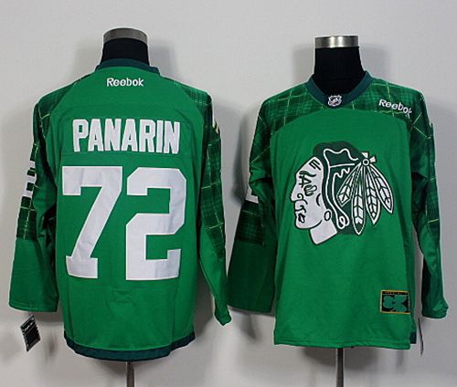 Blackhawks #72 Artemi Panarin Green St  Patricks Day New Stitched NHL Jersey