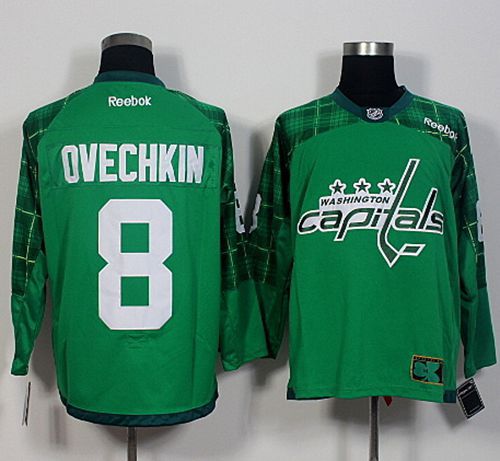 Capitals #8 Alex Ovechkin Green St  Patricks Day New Stitched NHL Jersey