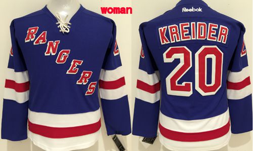 Rangers #20 Chris Kreider Blue Womens Home Stitched NHL Jersey