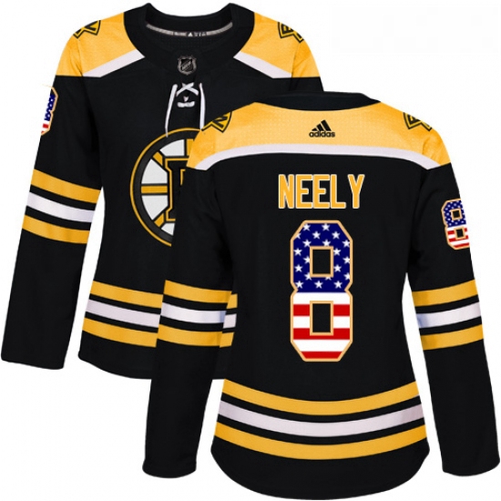 Womens Adidas Boston Bruins 8 Cam Neely Authentic Black USA Flag Fashion NHL Jersey