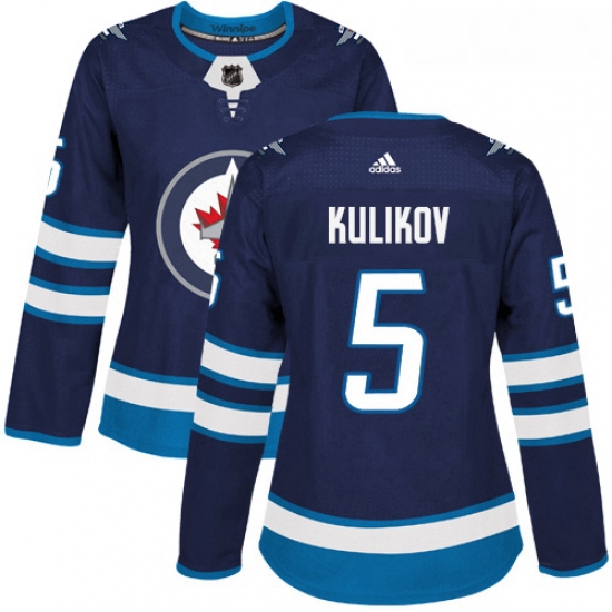 Womens Adidas Winnipeg Jets 5 Dmitry Kulikov Authentic Navy Blue Home NHL Jersey