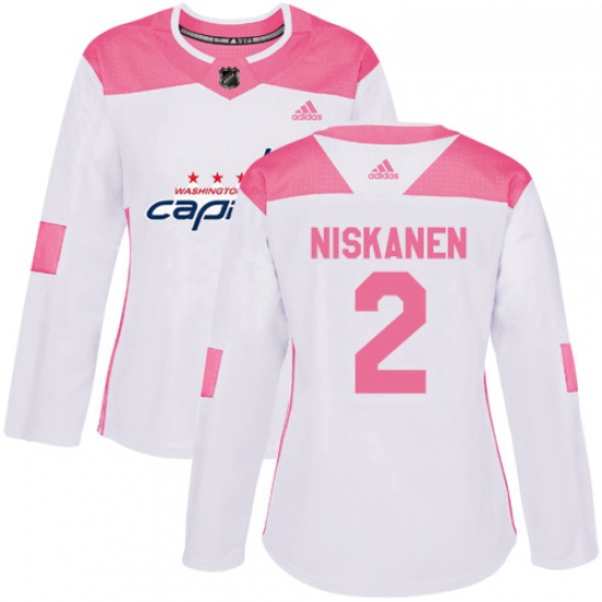 Womens Adidas Washington Capitals 2 Matt Niskanen Authentic WhitePink Fashion NHL Jersey