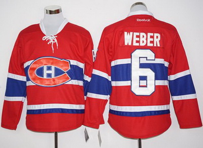 Canadiens #6 Shea Weber Red Home Stitched NHL Jersey