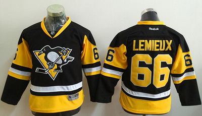 Penguins #66 Mario Lemieux Black Alternate Stitched Youth NHL Jersey