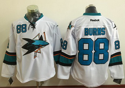 Sharks #88 Brent Burns White Stitched NHL Jersey