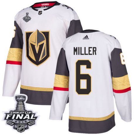 womens colin miller vegas golden knights jersey white adidas 6 nhl away 2018 stanley cup final authe