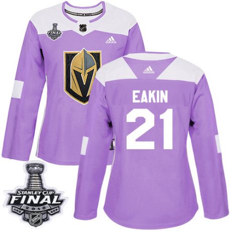 womens cody eakin vegas golden knights jersey purple adidas 21 nhl 2018 stanley cup final authentic 