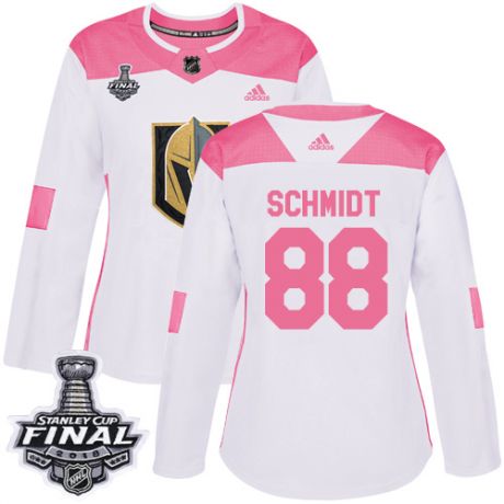 womens nate schmidt vegas golden knights jersey white pink adidas 88 nhl 2018 stanley cup final auth