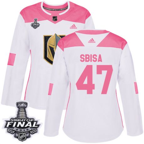 womens luca sbisa vegas golden knights jersey white pink adidas 47 nhl 2018 stanley cup final authen