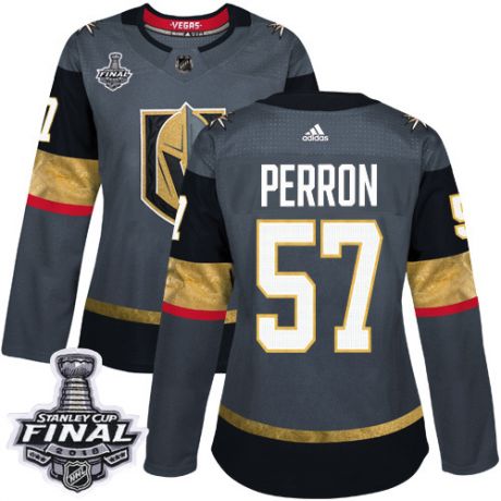 womens david perron vegas golden knights jersey gray adidas 57 nhl home 2018 stanley cup final authe