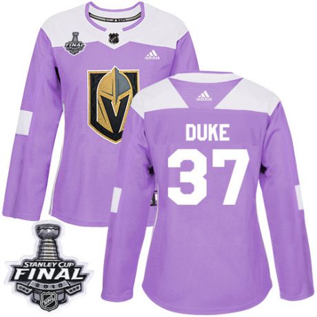 womens reid duke vegas golden knights jersey purple adidas 37 nhl 2018 stanley cup final authentic f