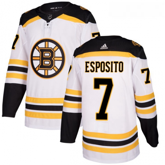 Womens Adidas Boston Bruins 7 Phil Esposito Authentic White Away NHL Jersey