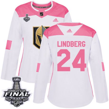 womens oscar lindberg vegas golden knights jersey white pink adidas 24 nhl 2018 stanley cup final au