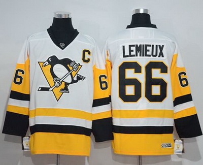 Penguins #66 Mario Lemieux White New Away Stitched NHL Jersey