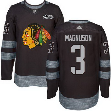 Blackhawks #3 Keith Magnuson Black 1917 2017 100th Anniversary Stitched NHL Jersey