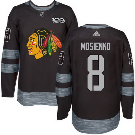 Blackhawks #8 Bill Mosienko Black 1917 2017 100th Anniversary Stitched NHL Jersey