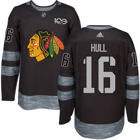 Blackhawks #16 Bobby Hull Black 1917 2017 100th Anniversary Stitched NHL Jersey