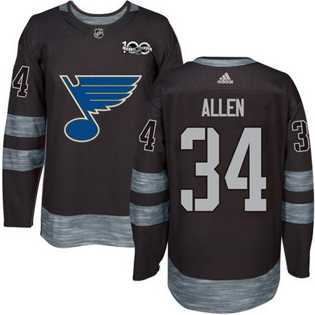 Blues #34 Jake Allen Black 1917 2017 100th Anniversary Stitched NHL Jersey