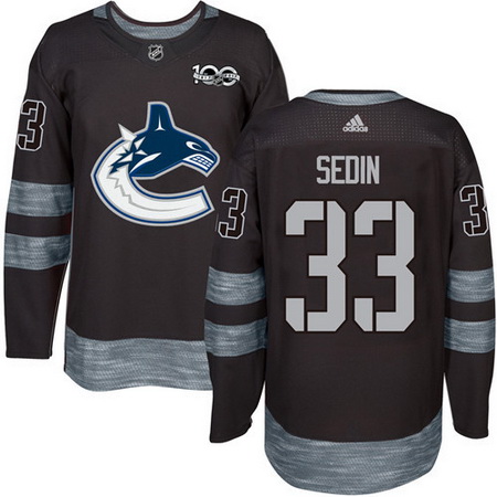 Canucks #33 Henrik Sedin Black 1917 2017 100th Anniversary Stitched NHL Jersey