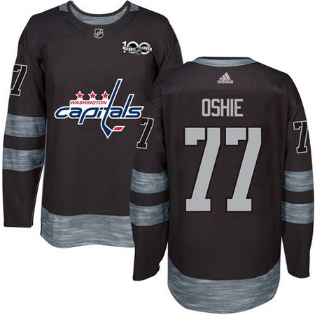 Capitals #77 T J Oshie Black 1917 2017 100th Anniversary Stitched NHL Jersey