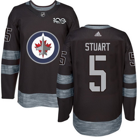 Jets #5 Mark Stuart Black 1917 2017 100th Anniversary Stitched NHL Jersey