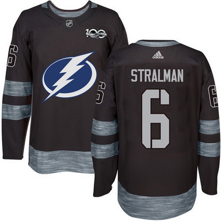 Lightning #6 Anton Stralman Black 1917 2017 100th Anniversary Stitched NHL Jersey