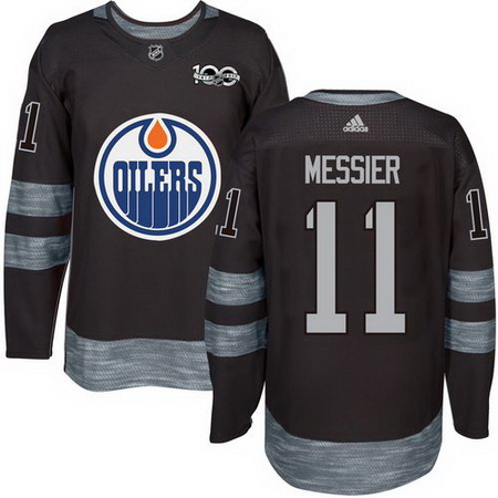 Oilers #11 Mark Messier Black 1917 2017 100th Anniversary Stitch