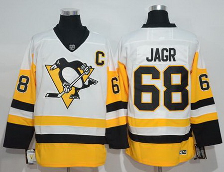 Penguins #68 Jaromir Jagr White New Away Stitched NHL Jersey