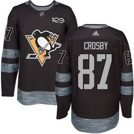 Penguins #87 Sidney Crosby Black 1917 2017 100th Anniversary Stitched NHL Jersey