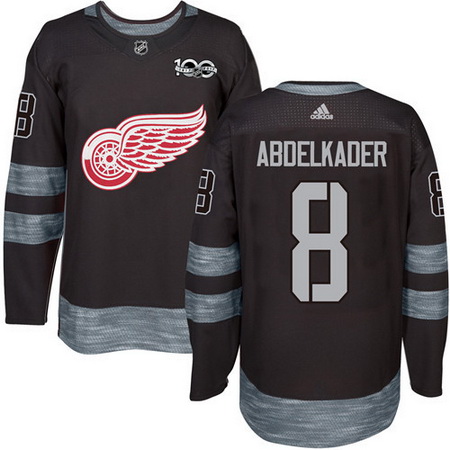 Red Wings #8 Justin Abdelkader Black 1917 2017 100th Anniversary Stitched NHL Jersey