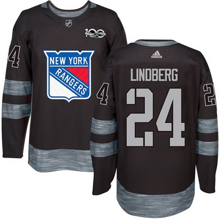 Rangers #24 Oscar Lindberg Black 1917 2017 100th Anniversary Stitched NHL Jersey