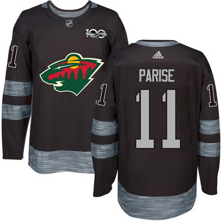 Wild #11 Zach Parise Black 1917 2017 100th Anniversary Stitched 