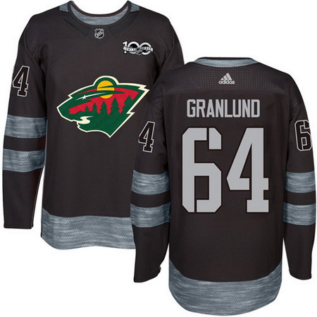 Wild #64 Mikael Granlund Black 1917 2017 100th Anniversary Stitched NHL Jersey