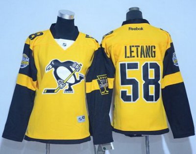 Penguins #58 Kris Letang Gold 2017 Stadium Series Womens Stitched NHL Jersey