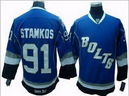 Youth Tampa Bay Lightning #91 Steven Stamkos jerseys blue BOLTS