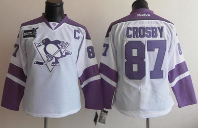 Pittsburgh Penguins 87 Sidney Crosby White Women's Fights Cancer Hockey Jersey