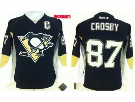 Women NHL Pittsburgh Penguins #87 Sidney Crosby black jerseys