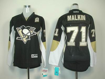 Women Pittaburgh Penguins 71 Malkin black A patch jerseys