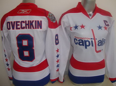 Women Washington Capitals 8 OVECHKIN White NHL Jersey