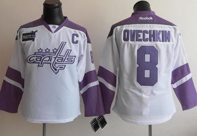 Washington Capitals 8 Alex Ovechkin White Women's Fights Cancer Hockey Jersey