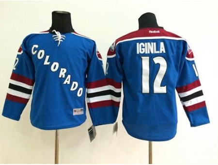 Youth Colorado Avalanche #12 Jarome Iginla Blue Stitched NHL Jer