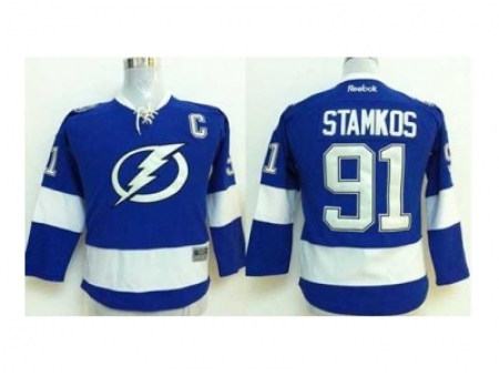 Youth NHL Jerseys Tampa Bay Lightning #91 Stamkos blue[2014 new stadium][patch C]