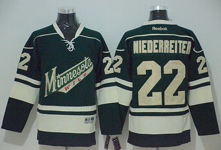 Youth Minnesota Wild #22 Nino Niederreiter Green Stitched NHL Jersey