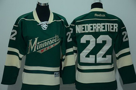 Youth Minnesota Wild #22 Nino Niederreiter Green Stitched NHL Jersey II