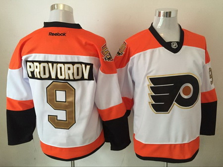 Flyers 9 Ivan Provorov White With 50th Anniversary Patch Reebok 