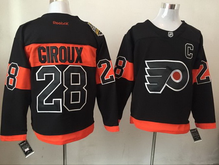 Flyers 28 Claude Giroux Black Reebok Jersey