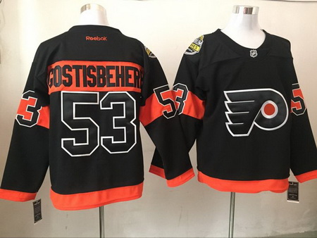 Flyers 53 Shayne Gostisbehere Black Reebok Jersey