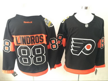 Flyers 88 Eric Lindros Black Reebok Jersey